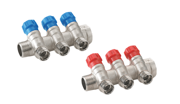 Brass manifolds with stop valves
